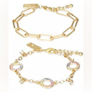 INC International Concepts Pavé Ring and Chain Link Gold-Tone 2 Pc Bracelet Set